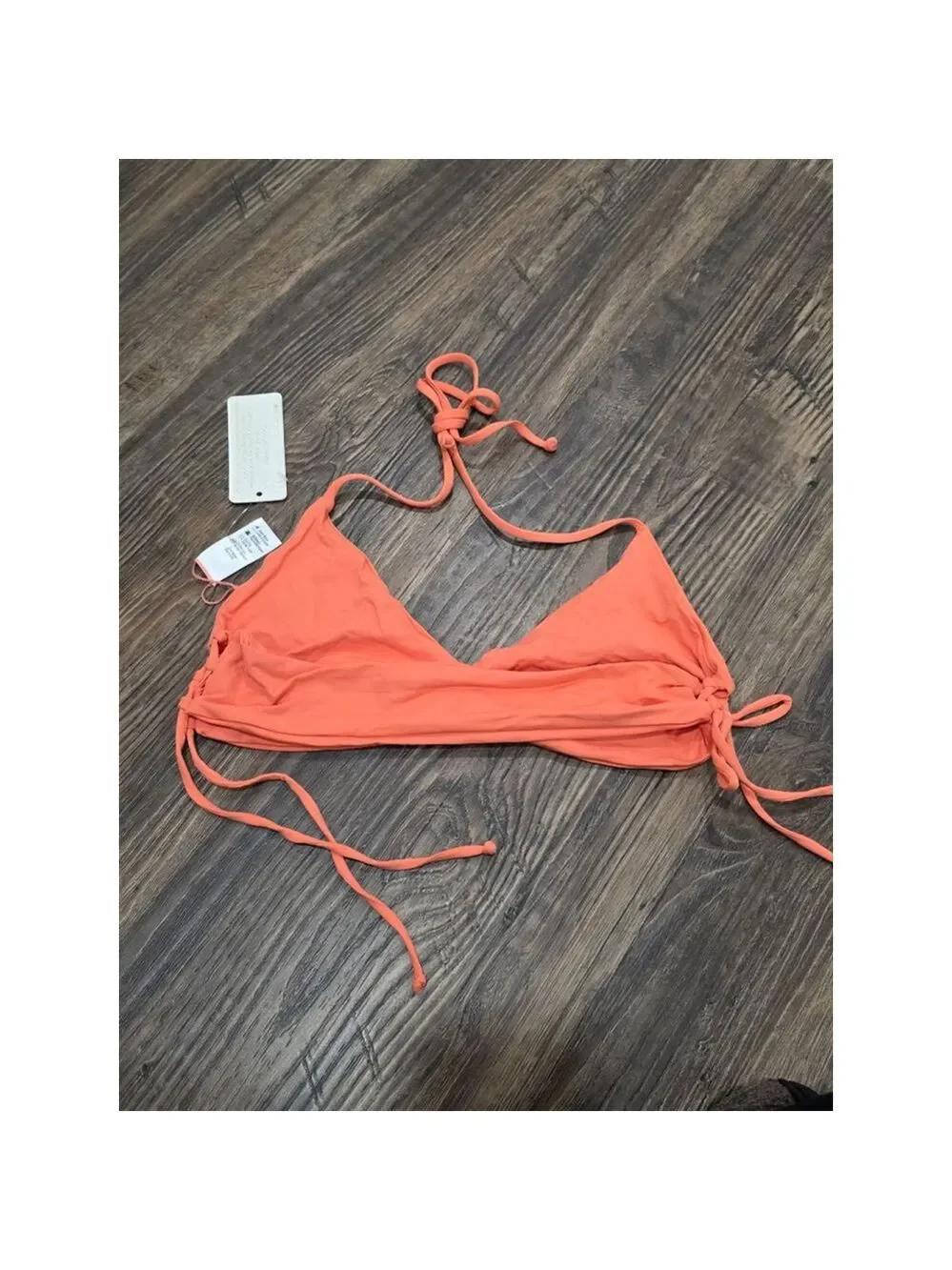L*SPACE Coral Bikini Top D/D Halter Tie Lace Side Adjustable NWT